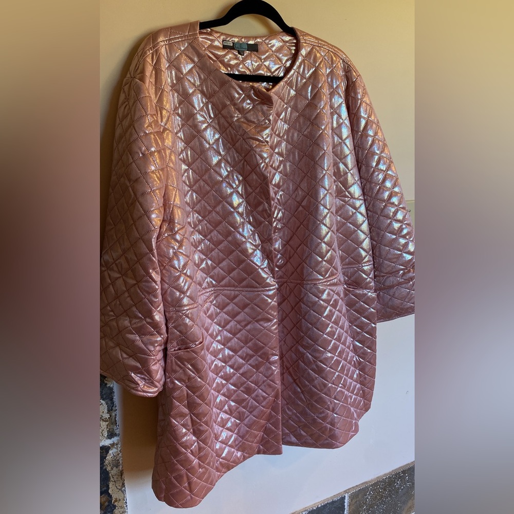 Eva Franco Shiny Pink Overcoat - Picture 1 of 9